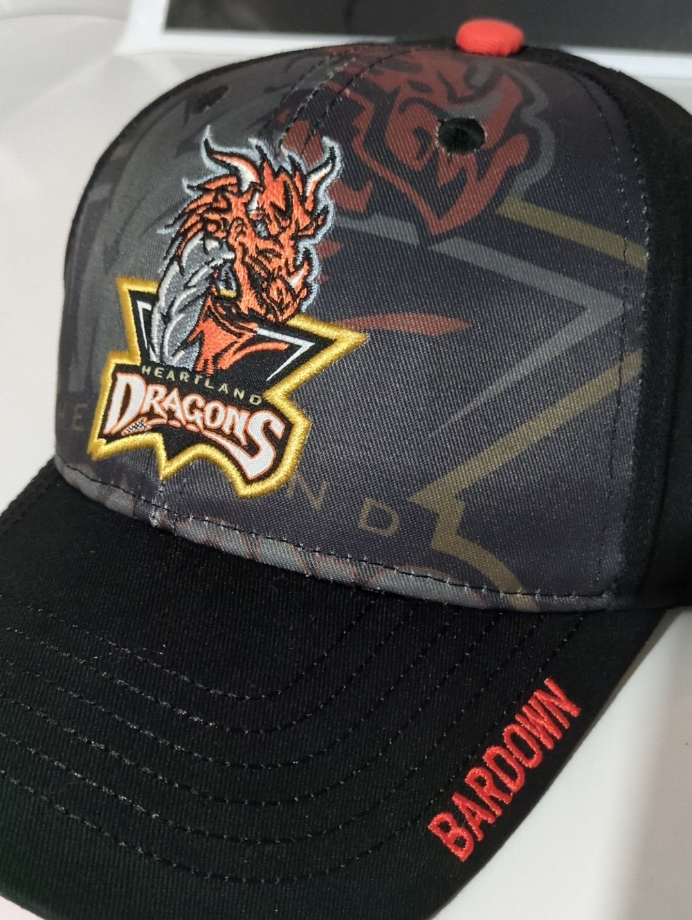 Embroidered Baseball Cap - Black & Gray with Red Accent